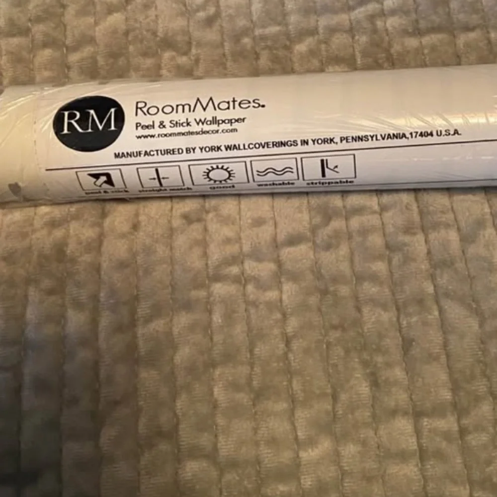 RoomMates Tick Mark Grey Vinyl Peel & Stick Repositionable Wallpaper Rolls